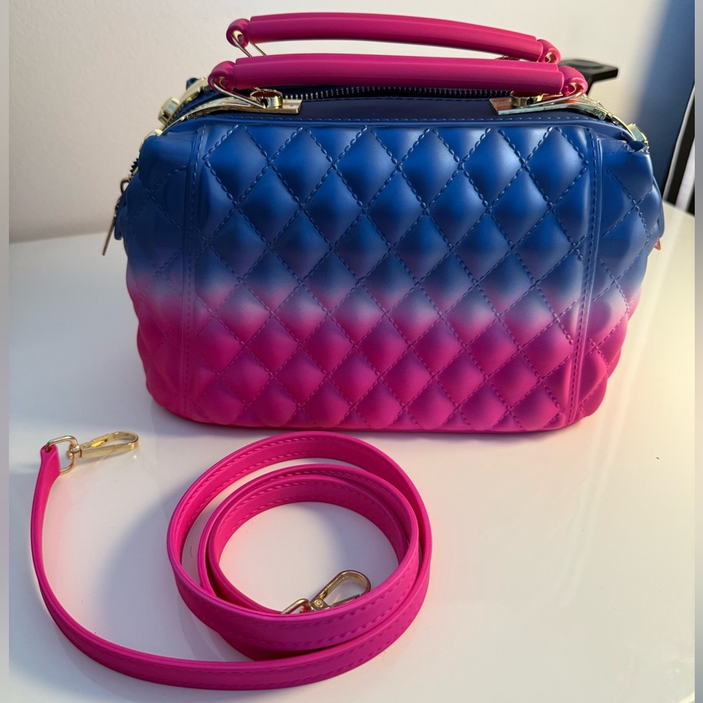 Gradient Blue and Pink Quilted Women's Bag